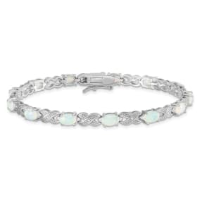 Opal Bracelet With XO In Sterling Silver, 7 1/2 Inches