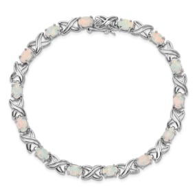 Opal Bracelet With XO In Sterling Silver, 8 1/2 Inches