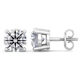 4 Carat Lab Grown Diamond Earrings In 14 Karat White Gold, Basket Setting