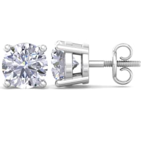 10 Carat Lab Grown Diamond Earrings In 14 Karat White Gold, Basket Setting