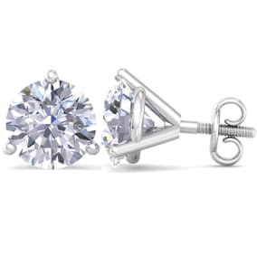 10 Carat Lab Grown Diamond Earrings In 14 Karat White Gold, Martini Setting