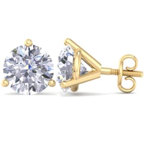 10 Carat Lab Grown Diamond Earrings In 14 Karat Yellow Gold, Martini Setting