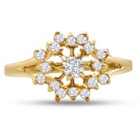 Vintage Estate 14K Yellow Gold 3/8 Carat Diamond Cluster Ring, Size 6.5