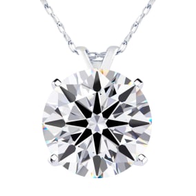 4 Carat Round Shape Lab Grown Diamond Solitaire Necklace In 14K White Gold