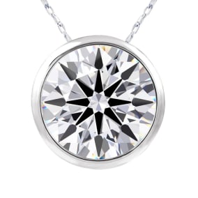 5 Carat Round Shape Lab Grown Diamond Solitaire Necklace In 14K White Gold