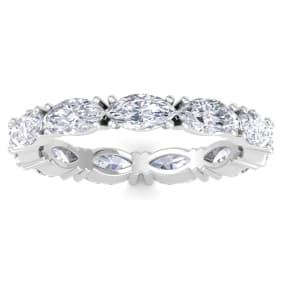 3 Carat Marquise Shape Lab Grown Diamond Eternity Ring In 14 Karat White Gold, Ring Size 9