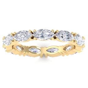 2 1/2 Carat Marquise Shape Lab Grown Diamond Eternity Ring In 14 Karat Yellow Gold, Ring Size 6