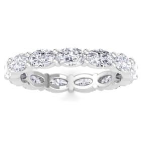 2 1/2 Carat Oval Shape Lab Grown Diamond Eternity Ring In 14 Karat White Gold, Ring Size 4
