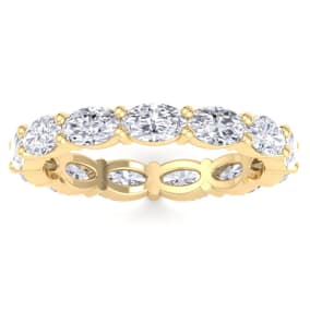 2 1/2 Carat Oval Shape Lab Grown Diamond Eternity Ring In 14 Karat Yellow Gold, Ring Size 4.5