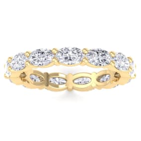 2 3/4 Carat Oval Shape Lab Grown Diamond Eternity Ring In 14 Karat Yellow Gold, Ring Size 9