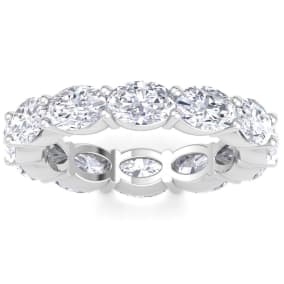 4 1/2 Carat Oval Shape Lab Grown Diamond Eternity Ring In 14 Karat White Gold, Ring Size 6