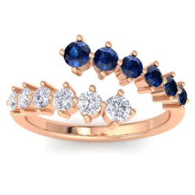 1 Carat Diamond and Sapphire Wrap Ring In 14 Karat Rose Gold