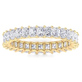 3 3/4 Carat Princess Cut Lab Grown Diamond Eternity Ring In 14 Karat Yellow Gold, Ring Size 9