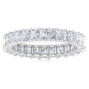 4 1/5 Carat Princess Cut Lab Grown Diamond Eternity Ring In 14 Karat White Gold, Ring Size 6