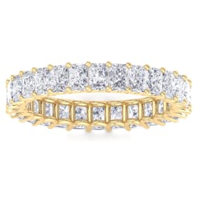 4 1/5 Carat Princess Cut Lab Grown Diamond Eternity Ring In 14 Karat Yellow Gold, Ring Size 5