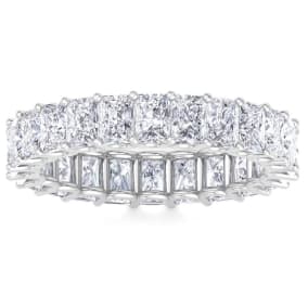 5.60 Carat Princess Cut Lab Grown Diamond Eternity Ring In 14 Karat White Gold, Ring Size 4