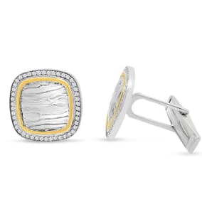 1/2 Carat Diamond Cufflinks For Men In 14 Karat White and Yellow Gold