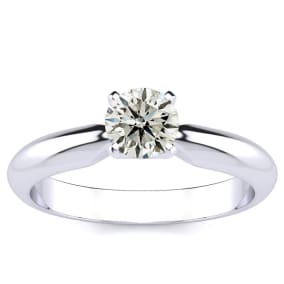 14K White Gold 1/2 Carat Natural Diamond Solitaire Ring