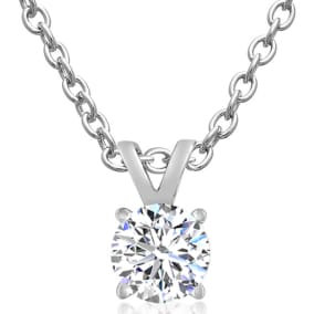 1/4 Carat Moissanite Solitaire Necklace in Sterling Silver, 18 inches.  Exceptionally Fiery, Beautifully Cut Fabulous Moissanite!