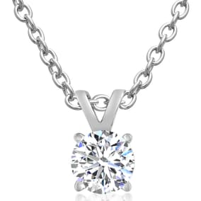 1/4 Carat Moissanite Solitaire Necklace in Sterling Silver, 18 inches