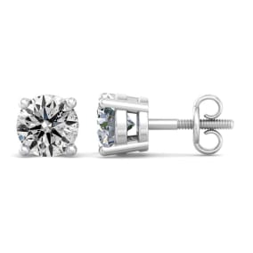2 Carat Lab Grown Diamond Earrings, SI2-I1 Clarity In 14 Karat White Gold, Basket Setting, New Lowest Price Ever!