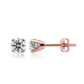 Lab Grown Diamond Earrings| 1 Carat Diamond Stud Earrings In 14 Karat Rose Gold (H-I Color, SI1-SI2 Clarity)