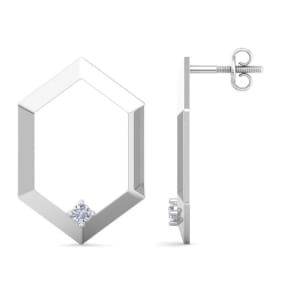 Lab Grown Diamond Accent Earrings In 14K White Gold, Modern