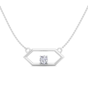 1/4 Carat Round Shape Lab Grown Diamond Necklace In 14K White Gold