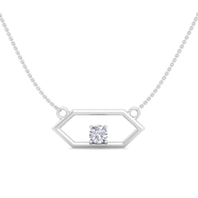 1/4 Carat Round Shape Lab Grown Diamond Necklace In 14K White Gold, 18 Inches