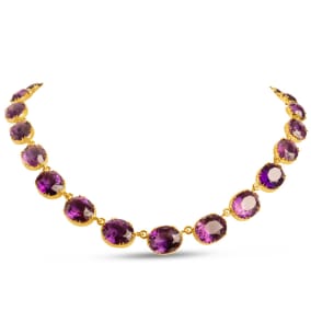 Vintage Estate 14K Yellow Gold 50 Carat Amethyst Necklace, 16 Inches