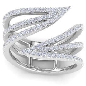 1 Carat Lab Grown Diamond Open Ring In 14 Karat White Gold