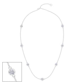 1 3/4 Carat Graduated Lab Grown Diamonds By The Yard Necklace In 14K White Gold, 18 Inches