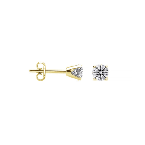 .05 Carat Lab Grown Diamond Stud Earrings in Yellow Gold, F-G color, VS2/SI1 clarity