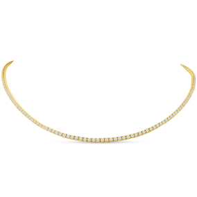 3 Carat Lab Grown Diamond Tennis Necklace In 14 Karat Yellow Gold, 16 Inches - Choker