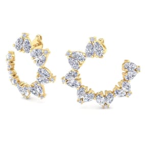 5 3/4 Carat Lab Grown Diamond Hoop Earrings In 14 Karat Yellow Gold, 3/4 Inch