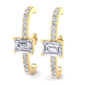 2 1/2 Carat Lab Grown Diamond Hoop Earrings In 14 Karat Yellow Gold, 1 Inch