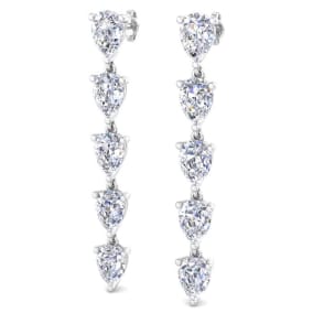 7 1/2 Carat Lab Grown Diamond Drop Earrings In 14 Karat White Gold, 2 Inches