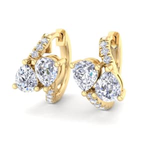 1 1/2 Carat Lab Grown Diamond Hoop Earrings In 14 Karat Yellow Gold, 1/2 Inch