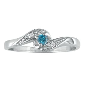 .08ct Blue Diamond Promise Ring in White Gold