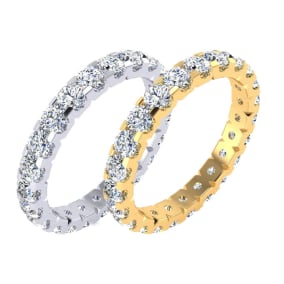 2 Carat Round Lab Grown Diamond Eternity Ring In 14 Karat White and Yellow Gold and Platinum