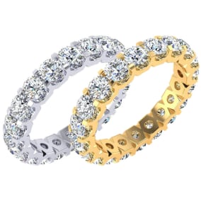 3 Carat Round Lab Grown Diamond Eternity Ring In 14 Karat White and Yellow Gold and Platinum