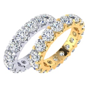 4 Carat Round Lab Grown Diamond Eternity Ring In 14 Karat White and Yellow Gold and Platinum