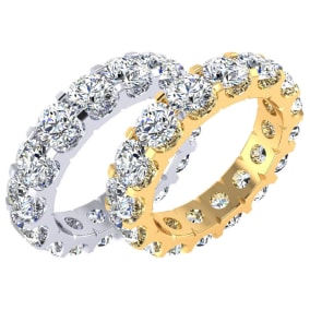 5 Carat Round Lab Grown Diamond Eternity Ring In 14 Karat White and Yellow Gold and Platinum