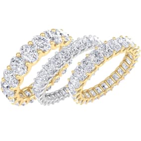Emerald, Oval and Princess Eternity Rings In 14 Karat White and Yellow Gold