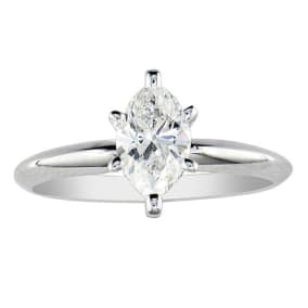 1/4 Carat Natural Marquise Diamond Solitaire Ring In 10K White Gold