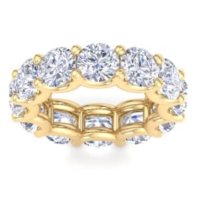 9 Carat Round Lab Grown Diamond Eternity Ring In 14 Karat Yellow Gold, Ring Size 6