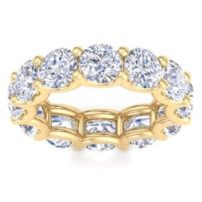 9 3/4 Carat Round Lab Grown Diamond Eternity Ring In 14 Karat Yellow Gold, Ring Size 7.5