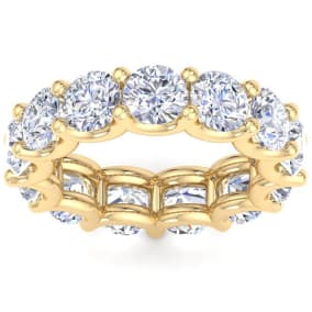 9 3/4 Carat Round Lab Grown Diamond Eternity Ring In 14 Karat Yellow Gold, Ring Size 8