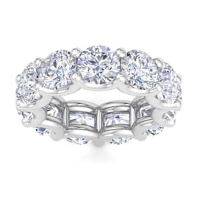 9 Carat Round Lab Grown Diamond Eternity Ring In Platinum, Ring Size 4.5