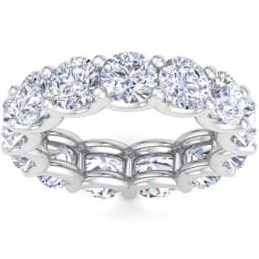 9 3/4 Carat Round Lab Grown Diamond Eternity Ring In Platinum, Ring Size 9